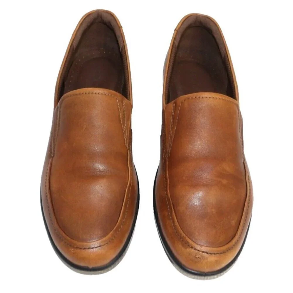 ECCO brown leather loafers wedge heel women's size 41 US 10